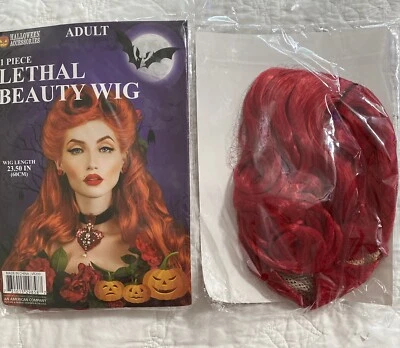 Ярко-красный длинный волнистый парик 23,5 дюйма - костюм для косплея для взрослых смертельная красота - Изображение 1 из 3