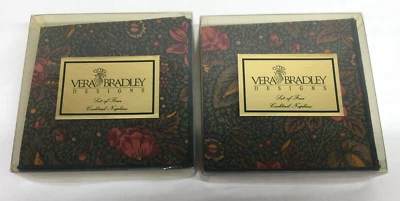 SERVILLETAS DE CÓCTEL DE TELA VERA BRADLEY * 2 JUEGOS DE CUATRO “Bosque” VERDE ~ CUADRADO 9.5 Foto 1 de 4