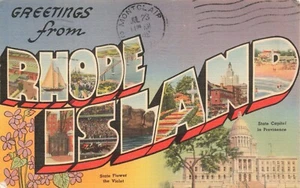Postcard Rhode Island Large Letter AB5 - Picture 1 of 2