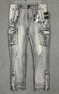 Decibel Mens Distressed Ripped Cargo Pants Ankle Zip Gray 38Wx35L NWT's - Image 1 of 4