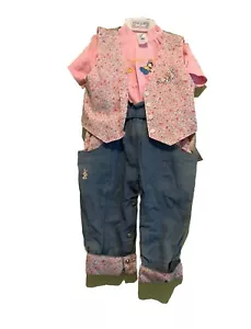 Retro Peter Rabbit Girls 18 Months Piece Jeans Top And Vest Set NWT - Picture 1 of 5