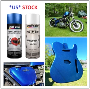 2PK Metal Specks Ocean Blue Metallic Flake Metal +Sandable Primer Spray Paint - Picture 1 of 16