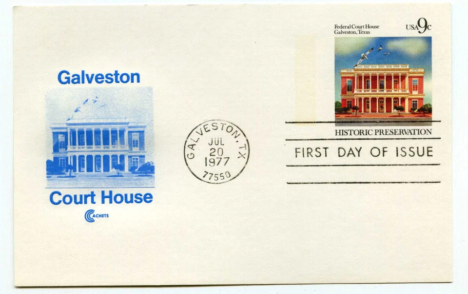 UX71 Galveston Courthouse, Historic Preservation, Cover Craft Cachets, CCC, FDC  - Image 1 of 1