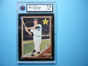 1962 TOPPS MLB BASEBALL CARD #281 JAKE GIBBS ROOKIE RC KSA 7.5 NM+ SHARP '62 GL - Picture 1 of 2