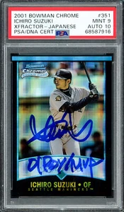 Ichiro Suzuki 2001 Bowman Chrome XFractor RC PSA 9 Gem 10 Auto ROY/MVP Pop 1 PSA - Picture 1 of 2