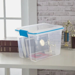 20 Quart Klar Dichtung Aufbewahrungsbox Behälter Blau Riegel mit Klarem Deckel USA - Bild 1 von 7