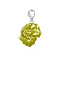 A5 Spaniel’s GOLD Pewter charm fitted to 925 sterling silver lobster clasp hoop - Picture 1 of 1
