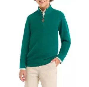 Boys Crown & Ivy Green Knit Sweater with Quarter-Zip Size Medium - Picture 1 of 6