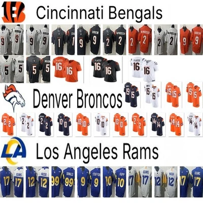 Camiseta cosida para hombre Bengals/Broncos/Rams 2025 Team Player Game NUEVA Foto 1 de 2