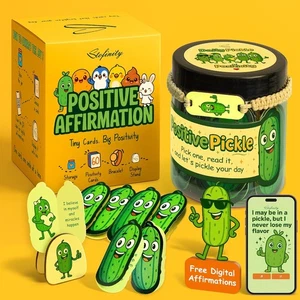 Positive Pickle Affirmation Jar 60 Positive Affirmation Cards Emotional Support - Picture 1 of 5