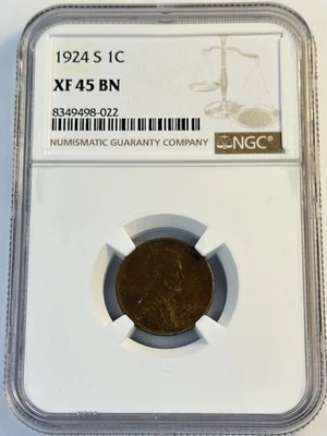 1924 S 1C Lincoln Wheat Cent NGC XF 45 BN (511.022) - Image 1 of 4