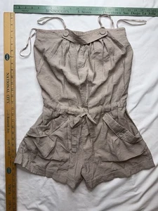 BCBG Maxazria Beige Tube Top Drawstring Romper - Size 02 - Picture 1 of 7