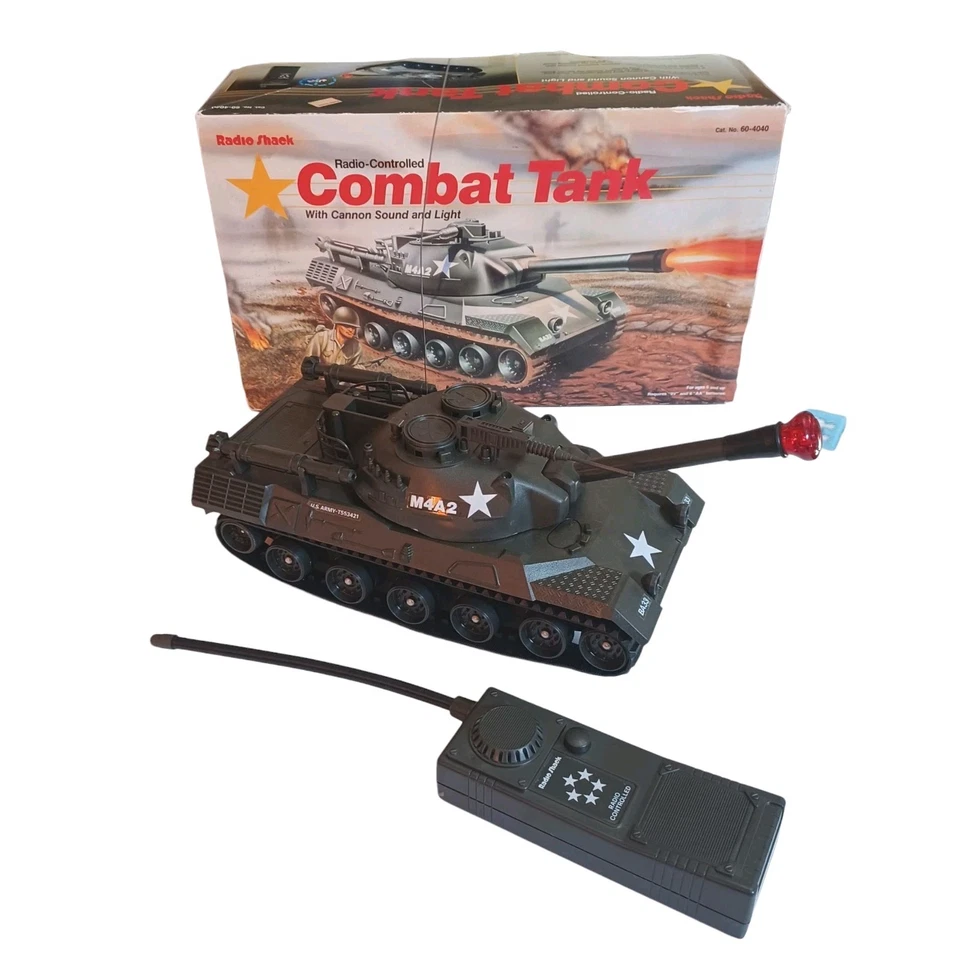 Radio Shack Remote Control Combat Tank With Sound # 60-4040 In Box Working VGC - Image 1 of 4