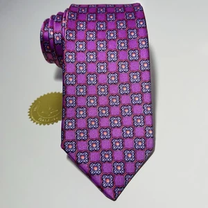 Cravatta IKE BEHAR in seta rosa vivo con accenti blu 61x3" - Foto 1 di 13