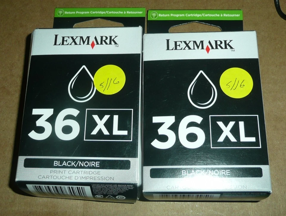 Nuevo LOTE GENUINO DE 2 cartuchos de tinta negra Lexmark 36XL 18C2170 Foto 1 de 1