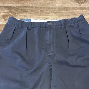 De Colección Polo Ralph Lauren Ethan Pantalón Para Hombres 35x31 Azul Marino Plisado Chino Sarga Años 90 - Imagen 1 de 12