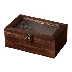 Caja de almacenamiento de madera retro Miss contenedor de joyas rústicas para mujer - Imagen 1 de 12