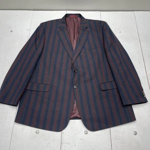 Brook Taverner Jacket Mens 50 Regular Navy Red Stripe Wool Blend Blazer - Picture 1 of 8