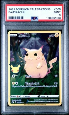 [PSA 9] Pikachu 005/025 Celebrations Holo Rare Full Art Base Set English POKEMON - Image 1 of 2