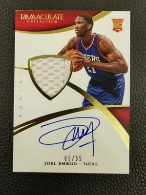 Joel Embiid 2014-15 Panini Immaculate Collection RC Rookie Patch Auto 85/99 MVP - Image 1 of 2