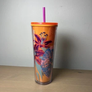 2022 Starbucks Target Exclusive Orange Spring Floral Starbucks Tumbler 24oz - Bild 1 von 13
