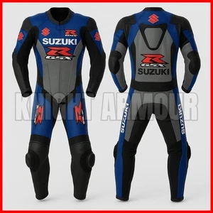 NEW RACING 1 PIECE MOTORCYCLE MOTORBIKE MOTO GP BIKER REPRO LEATHER SUIT - Picture 1 of 5