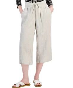 JM Collection Pantalone Donna Garza Cropped Pull-On Stone Wall Taglia M - Foto 1 di 1