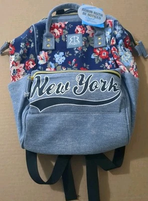  Джинсовый рюкзак Robin Ruth с цветочным принтом и логотипом New York на переднем кармане новый с Ярлыками - Изображение 1 из 4