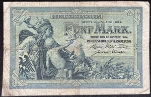 5 Mark Reichskassenschein 1904 Banknote 15.10.II - Bild 1 von 2