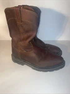 Justin Botas Para Hombres 10 Cuero Marrón Wellington Puntera de Acero Trabajo Pull On WK4906 - Imagen 1 de 10