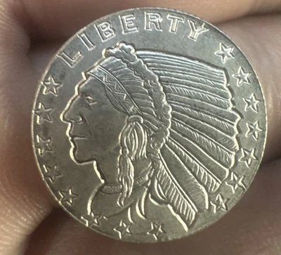1/10 oz Golden State Mint Silver Round Incuse Indian .999 fine Silver. - Image 1 of 2