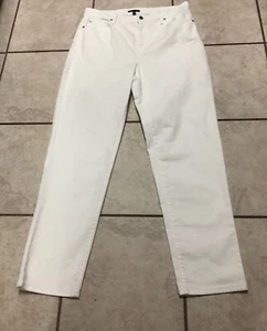 NWT EILEEN FISHER "2P" WHITE ORGANIC COTTON BLEND HI WAISTED SLIM F/L JEANS $178 - Picture 1 of 10