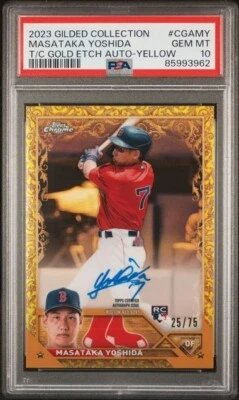 Masataka Yoshida 2023 Topps Chrome Gilded Collection Yellow RC Auto /75 PSA 10 - Image 1 of 2