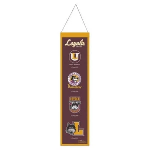 Striscione Loyola Chicago Greyhounds NCAA Heritage lana ricamata 8" x 32" - Foto 1 di 1