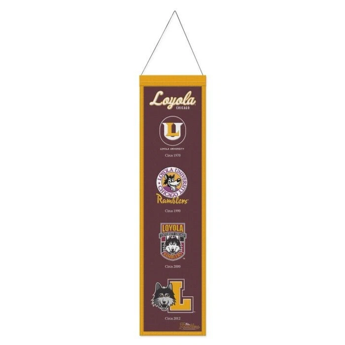 Loyola 芝加哥灰狗 NCAA Heritage 横幅刺绣羊毛 8" X 32" — 第 1/1 张图片