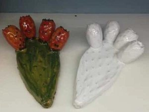 Pala Fico d'India cm 27 in Ceramica di Grottaglie dipinta a mano - Foto 1 di 3