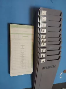 uPunch Time Card Rack Punch Card Holder 10 Slots Gray W/ Time Cards - Picture 1 of 3