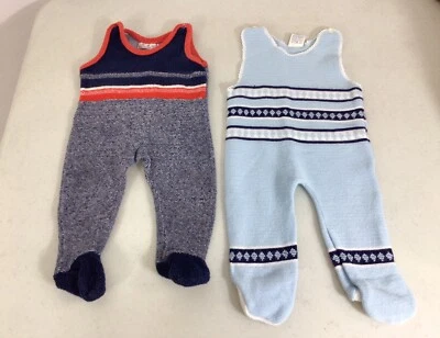 Petit Bateau French Vintage Jumpsuit Romper Lot of Two 6 Months - Image 1 of 4