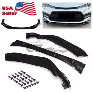 For 2020-2022 Toyota Corolla SE Gloss Black Front Bumper Cover Lip Body Kit 3pcs - Foto 1 di 8