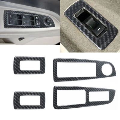 Para Chrysler 300 2005-2007 fibra de carbono interruptor de janela de carro painel quadro acabamento 4 peças - Imagem 1 de 4