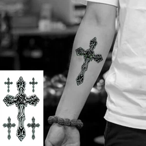 Temporäres Tattoo Kreuz Set Wasserfest Einmal Religion Glauben - Imagen 1 de 5