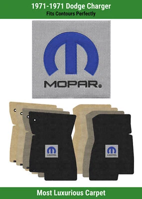 Lloyd Luxe Front Row Carpet Mats for 1971 Dodge Charger w/Blue M-Mopar Logo - Image 1 of 4