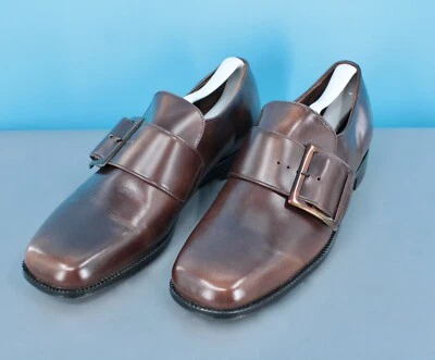 Men's VTG NOS 70s Pedwin Brown Buckle Shoes Sz 11 C 1970s Disco Faux Leather - Image 1 of 4