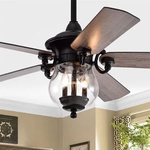 Anisma Anna BLACK 28 Inch Mid-Century Modern Style Lighted Ceiling Fan w Remote - Picture 1 of 9