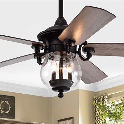 Anisma Anna BLACK 28 Inch Mid-Century Modern Style Lighted Ceiling Fan w Remote - Image 1 of 4