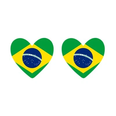 INKING HOUSE 2 x Brasilien Flagge Herz Temporäres Tattoo Brazilian Team Support