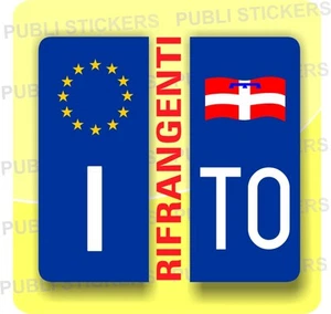 ADESIVI RIFRANGENTI PER TARGA AUTO CON SIMBOLO REGIONALE PIEMONTE E PROVINCIA  - Picture 1 of 2