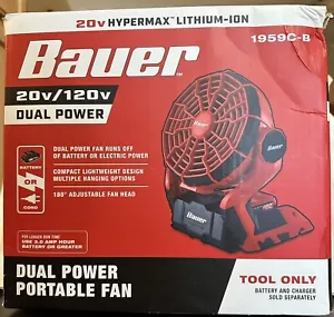 BAUER FAN • CORDLESS DUAL 20V OR 120V Blower • 2-speed settings • 1959C-B • NEW - Picture 1 of 4