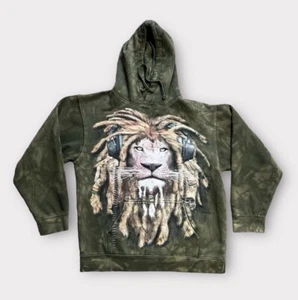 The Mountain Hoodie Sweatshirt Adult Small Green Pullover Rasta Lion - Picture 1 of 7