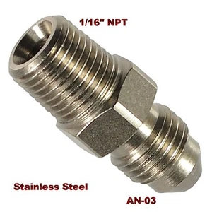  -3 AN-03 Male To 1/16" NPT Fuel Rail Pressure Adapter Fitting L-5S - Bild 1 von 1